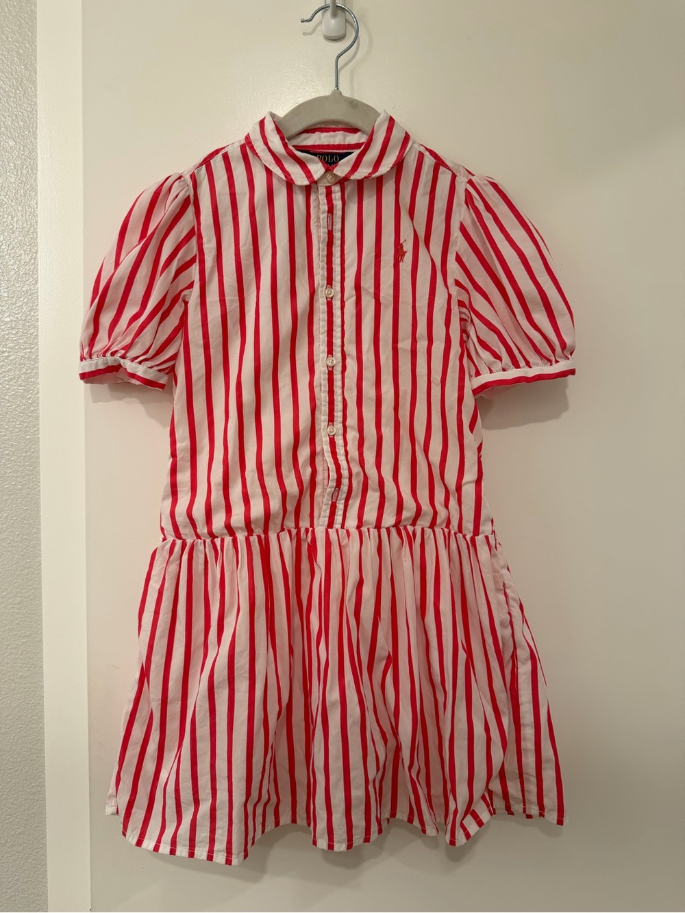Polo by Ralph Lauren Red & White Striped Button-Up Dress